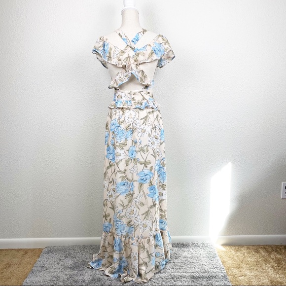 For Love & Lemons Cadence Maxi Dress Ruffle Floral - Picture 6 of 16
